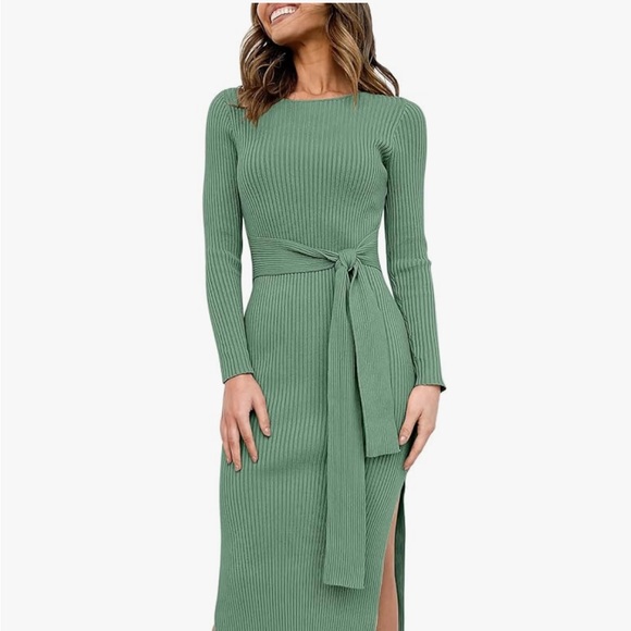 Gray Ribbed Knit Dress - Picture 2 of 3